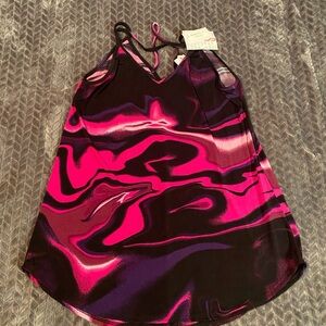 LuLaRoe Pink and Black Swirl Tank Top